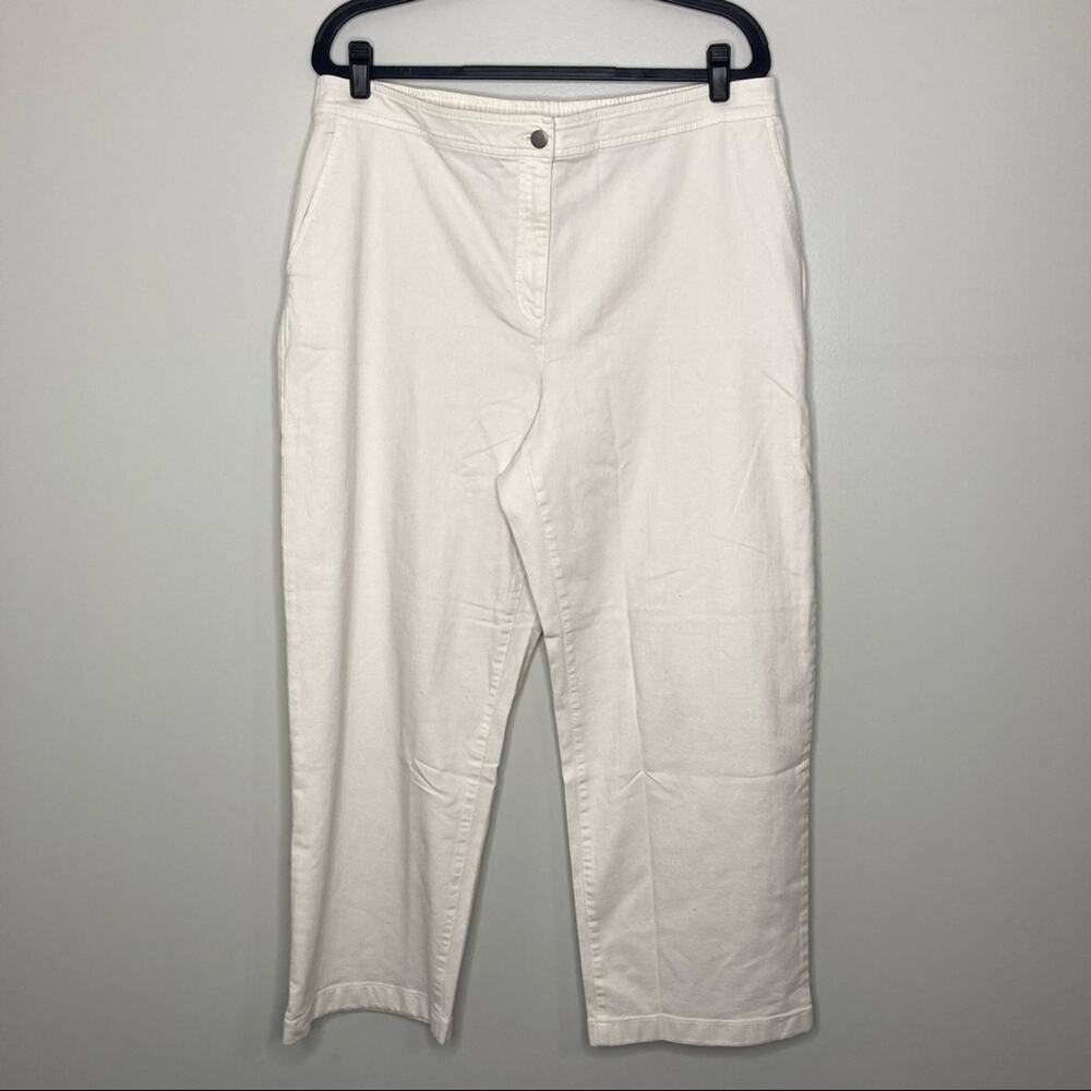 NWT EILEEN FISHER High Rise Wide Leg Trousers Cream Bone XL